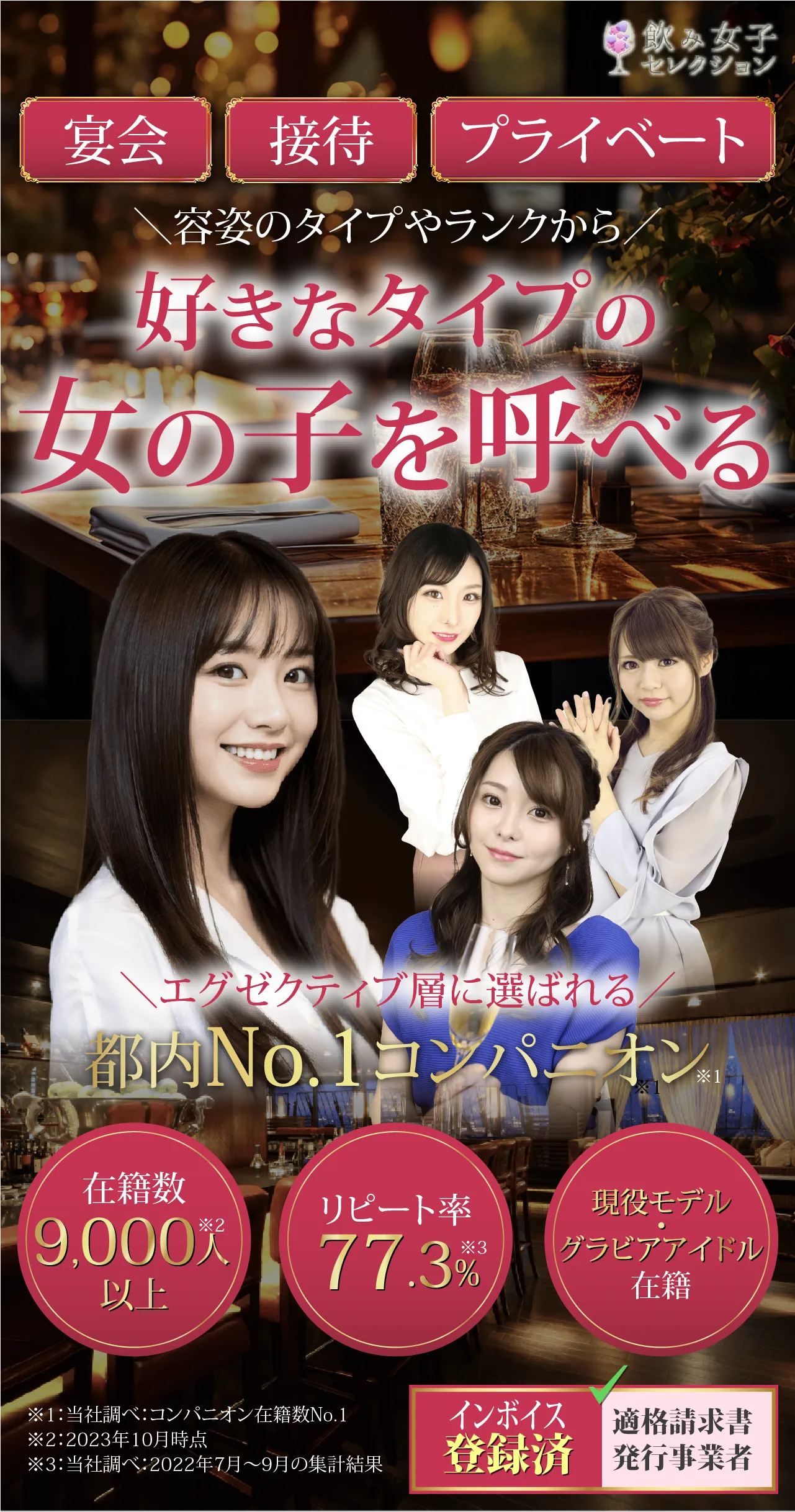 容姿のタイプやランクから好きなタイプの女の子を呼べる